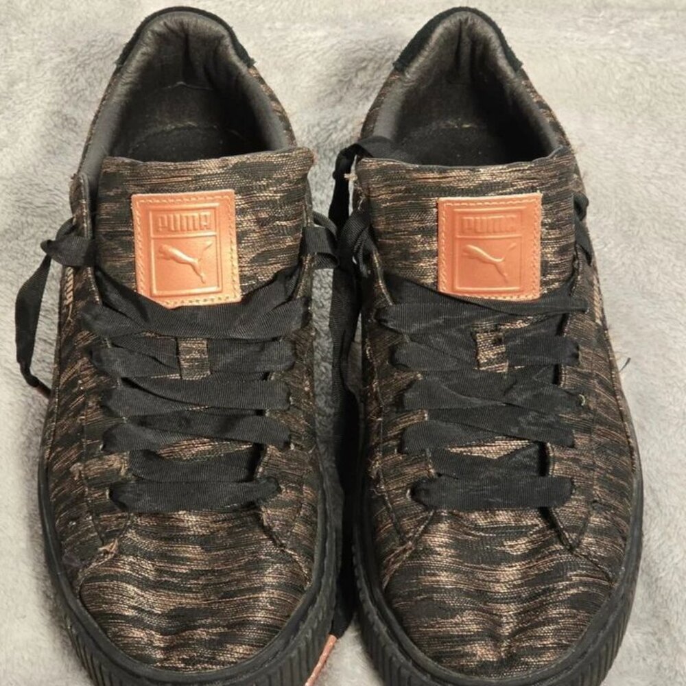 PUMA Basket Metallic Bronze Black‎ Sneakers Size 9.5 — Rare Colorway 143